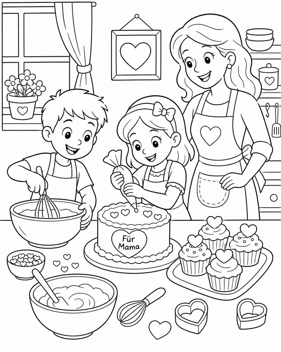 Muttertag Motiv 9 als kostenloses Ausmalbild für Kinder